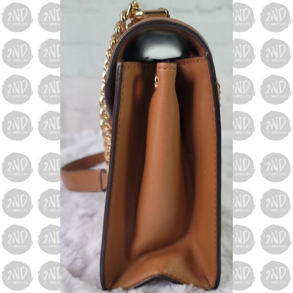 Michael Kors Whitney Large Leather Convertible Chain Shoulder Brown Leather Bag - Picture 7 of 15